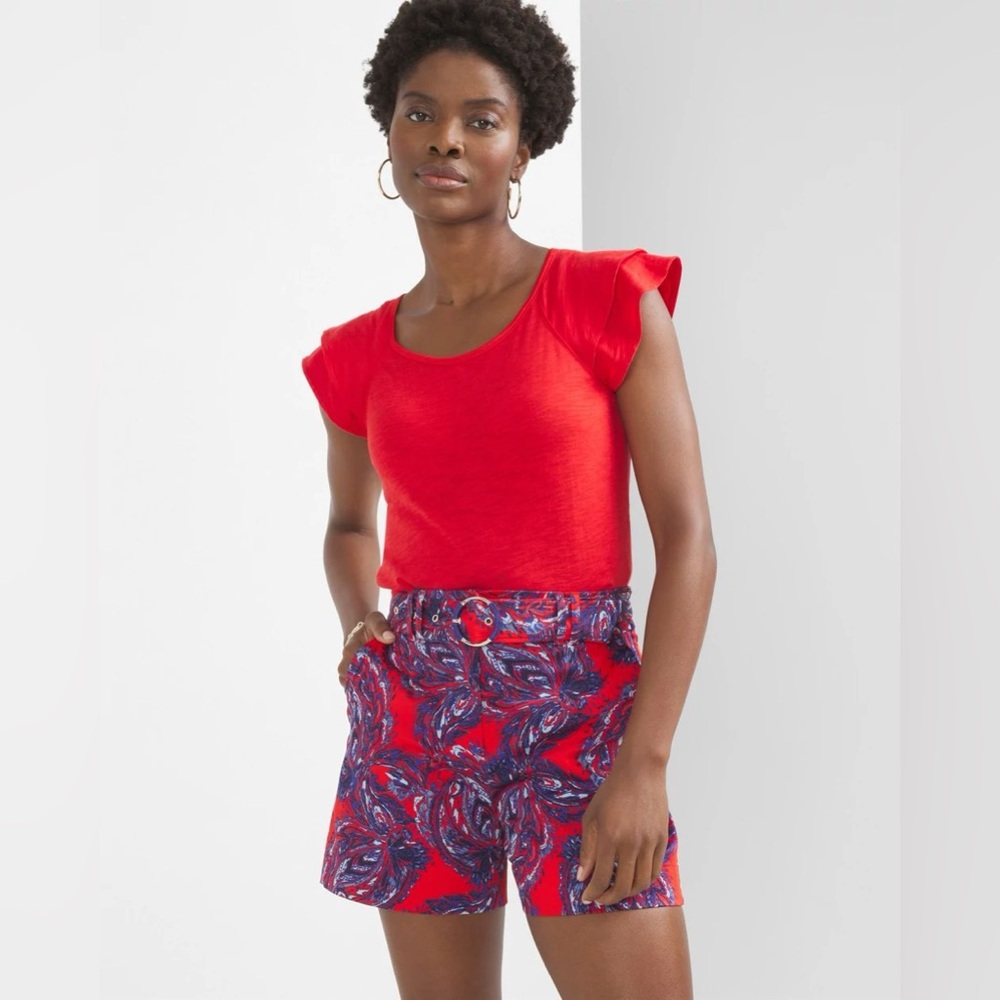 White House black market patterned woven shorts size 4 nwt
